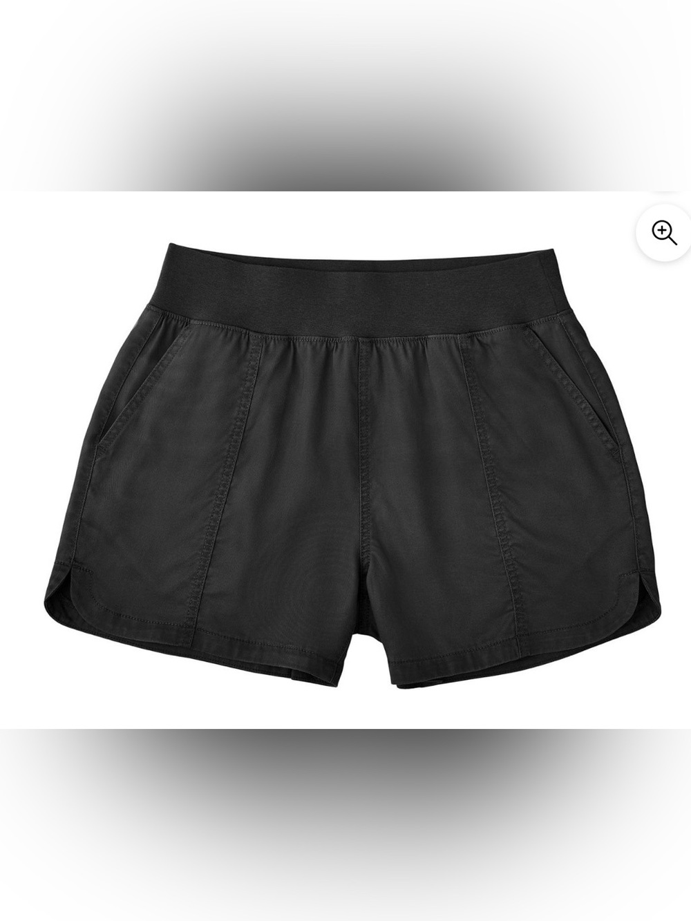 Women's Black Elastic-Waist Tencel Shorts - Picture 4 of 5